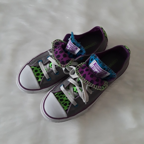 converse double tongue leopard print